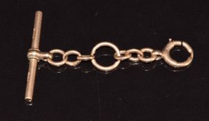 A 9ct rose gold T bar and clasp, 6.2g, 5.8cm