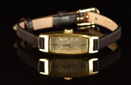 Girard Perregaux 18ct gold ladies wristwatch with black hands, gold baton hour markers, silver
