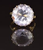 A 9ct gold ring set with a round cut amethyst, 5.6g, size M