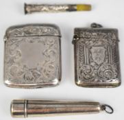 Two hallmarked silver vesta cases, one Victorian, Birmingham 1896, the other Birmingham 1902,