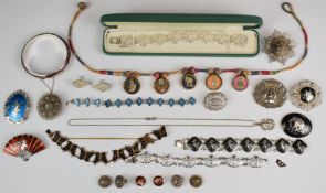 A collection of Siam silver jewellery including bangle, earrings, bracelets and brooches, together