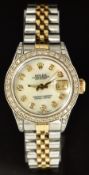 Rolex Oyster Perpetual Datejust ladies wristwatch ref. 69173 with with date aperture, diamond set