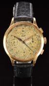 NIGA 18ct gold gentleman's chronograph wristwatch with gold hour and minute hands, blued centre