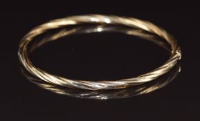 A 9ct gold rope twist bangle, 3.4g, 6.2cm