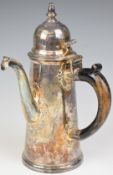 George V Britannia standard hallmarked silver chocolate pot in the Georgian style with card cut