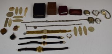 A 9ct gold ring set with sapphires and diamonds (1.5g, size L), 9ct gold brooch set with a cameo (