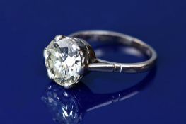 Art Deco platinum ring set with a transitional cut diamond of approximately 3.25ct, 4.7g, size J