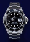 Rolex Oyster Perpetual Date Submariner gentleman's wristwatch ref. 16610 with date aperture, black