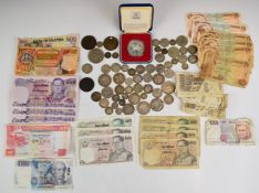 Collection of coins and banknotes including redeemable currency, approximately 210g of pre-1920