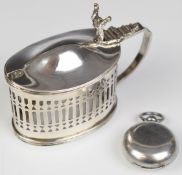 Wang Hing Chinese silver mustard and a hallmarked silver sovereign holder, length of mustard 9cm,