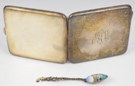 George V hallmarked silver cigarette case, Birmingham 1919, maker Charles S Green & Co Ltd and a