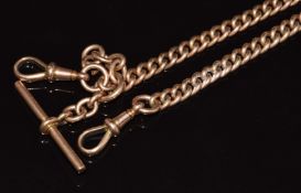 A 9ct rose gold Albert / watch chain, 50.1g, 40cm long