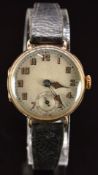 International Watch Company (IWC) 9ct gold gentleman's wristwatch with subsidiary seconds dial,