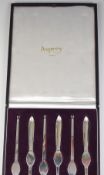 Asprey Elizabeth II cased set of hallmarked silver lobster picks or spoons, Sheffield 2004, length