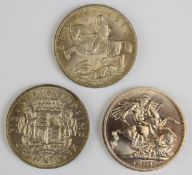 1935 George V 'rocking horse' crown, together with a 1937 George VI Coronation crown and a 1951