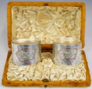 Cased pair of Elkington Victorian hallmarked silver aesthetic style hallmarked silver and rose
