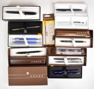 Collection of mainly Cross brand fountain and ballpoint pens, mostly cased.