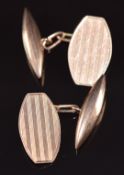 A pair of 9ct gold cufflinks with engine turned decoration, London 1928, 3.9g