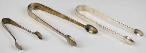Three pairs of Georgian and later hallmarked silver sugar nips including 1800 and 1817, length of