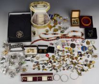 A collection of jewellery including silver necklace and matching earrings, silver christening