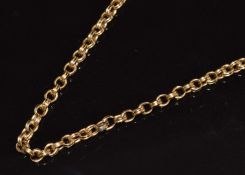 Victorian 9ct gold necklace made up of circular links, with barrel clasp, 10.9g, 50cm long