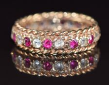 A 9ct gold ring set with spinel and quartz, 3.1g, size N