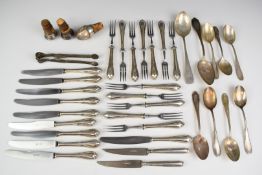 Nine German silver spoons, all 800 grade, length of longest 18.5cm, weight 245g, together with a