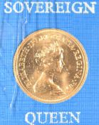 1981 Elizabeth II gold full sovereign, in case