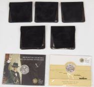 Five silver proof £1 coins, all with certificates together with a Royal Mint 2014 £20 fine silver