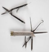 19thC steel and tortoiseshell multitool or folding knife, the main body forming a pair of