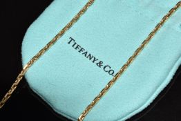 Tiffany & Co 9ct gold necklace/ chain made up of elongated links, 44cm long, 15.2g