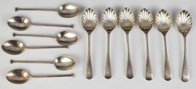 Two sets of six hallmarked silver teaspoons, one Sheffield 1891, maker Walker & Hall, the other