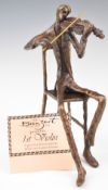 Bronzart bronze figure of a musician 'First Violin', with certificate in box, height 24cm