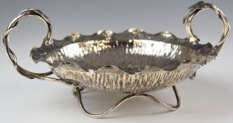 Hukin & Heath Christopher Dresser bowl or centrepiece with bark effect design, shape number 5868,