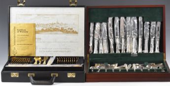 Two canteens of cutlery comprising Solingen gold plated 12 place example in a briefcase style