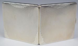 Art Deco hallmarked silver cigarette case with engine turned decoration, Birmingham 1931, maker Adie