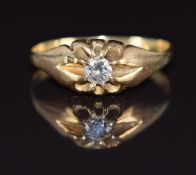 An 18ct gold ring set with a diamond of approximately 0.15ct, 2.8g, size O/P