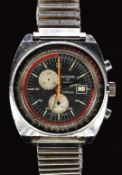 Sicura (Breitling interest) gentleman's chronograph wristwatch with date aperture, silver subsidiary