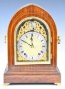 Winterhalder & Hofmeier mahogany cased mantel clock with silvered chapter ring and slow fast dial,