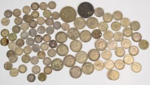 Approximately 240g of pre and post 1920 silver coinage, 3d, 6d and shillings etc