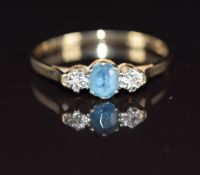 A 9ct gold ring set with topaz and diamonds, 1.5g, size Q