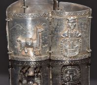 Navajo silver bracelet made up of five panels, marked 900, 102g