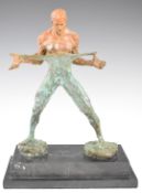 After Richard McDonald bronze figure of ballet star Rudolph Nureyev in dance pose, raised on a