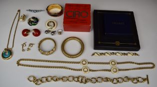 A collection of named costume jewellery including Bozart bangle, Monet necklaces, bangle,