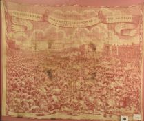 Early 19thC printed cotton handkerchief 'A Representation of Manchester Reform Meeting Dispersed