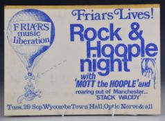 Mott The Hoople at Friars 1970 flyer, 21 x 30cm. Formerly the property of Terence Dale Griffin (