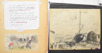 Attributed to Hal Woolf (1902-1962) pen and ink preparatory study for The Boat Yard 1936 and