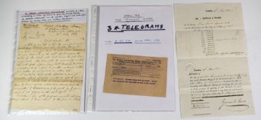 1832 Gowan & Marx Pensylvania railway or similar interest receipt for £17887.10.-, 1866 letter