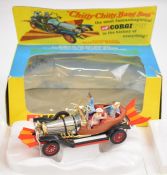 Corgi Toys diecast model Chitty Chitty Bang Bang with four figures, flip out wings, clip on