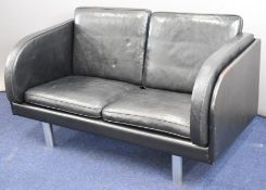 Jorgen Gammelgaard for Erik Jorgensen mid century Scandinavian retro two seater black leather and